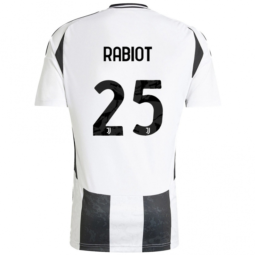 Kandiny Enfant Maillot Adrien Rabiot #25 Blanc Noir Tenues Domicile 2024/25 T-Shirt