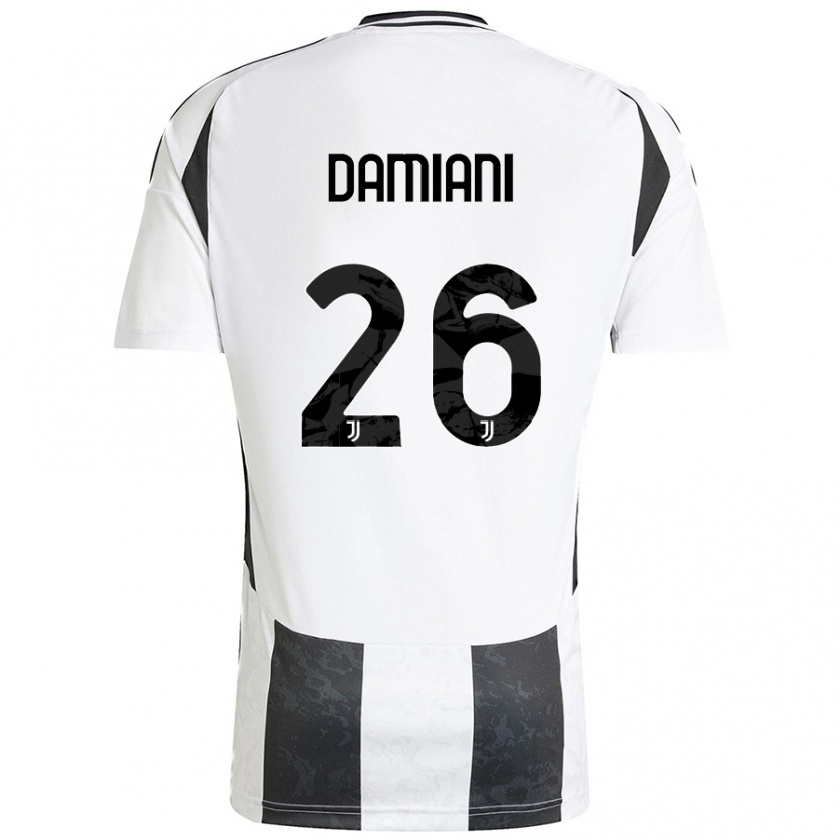 Kandiny Enfant Maillot Samuele Damiani #26 Blanc Noir Tenues Domicile 2024/25 T-Shirt