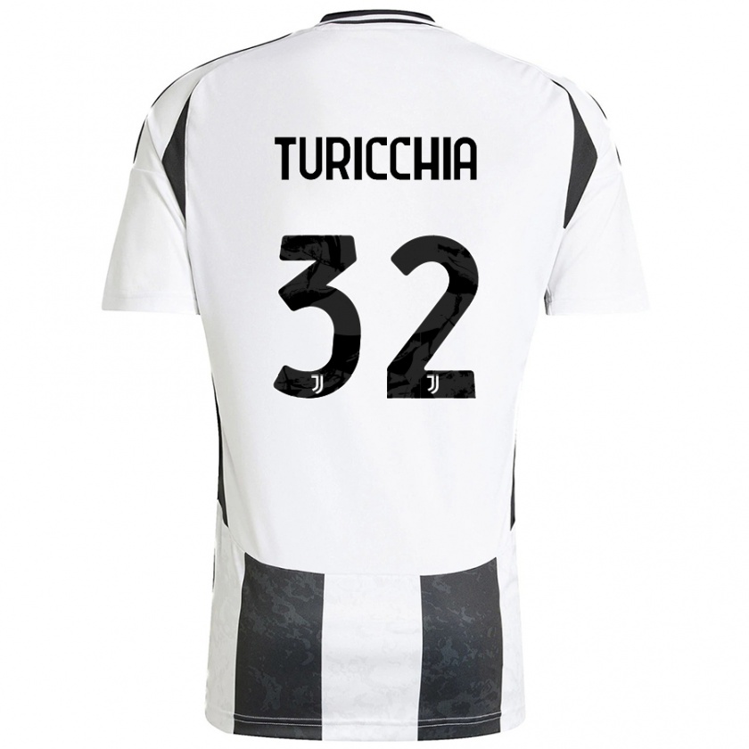 Kandiny Enfant Maillot Riccardo Turicchia #32 Blanc Noir Tenues Domicile 2024/25 T-Shirt