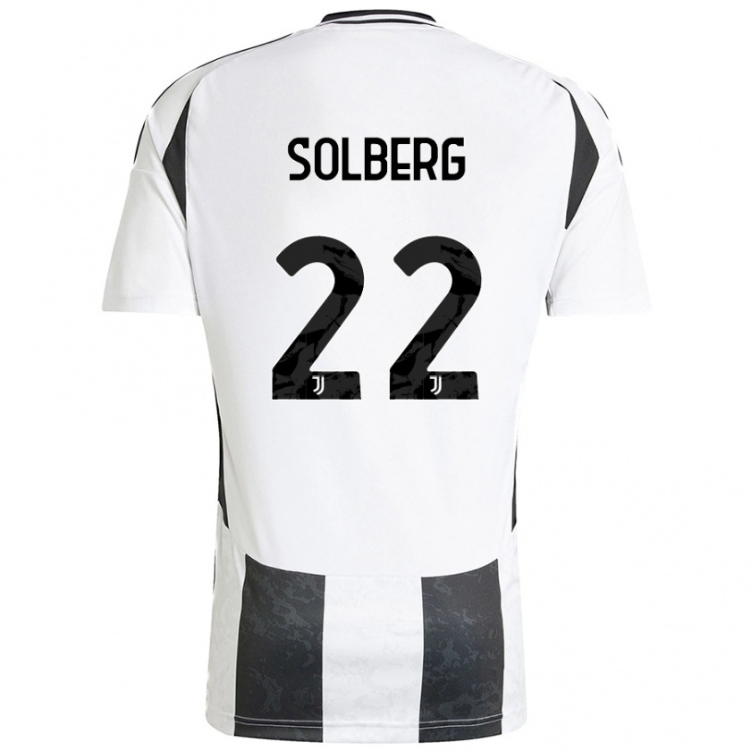 Kandiny Enfant Maillot Elias Solberg #22 Blanc Noir Tenues Domicile 2024/25 T-Shirt