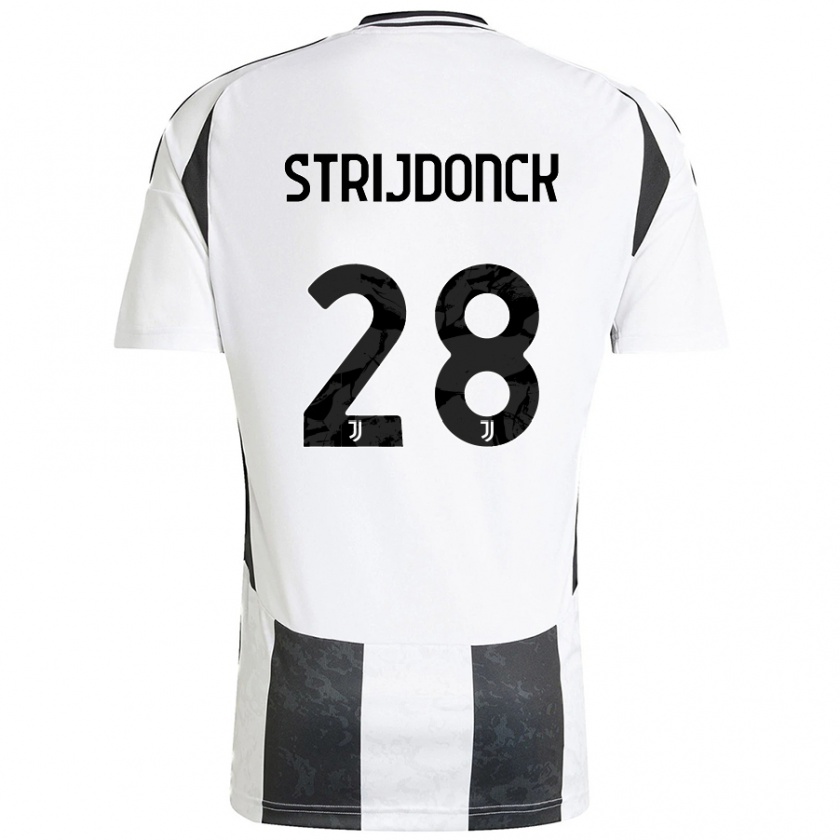 Kandiny Enfant Maillot Bayron Strijdonck #28 Blanc Noir Tenues Domicile 2024/25 T-Shirt