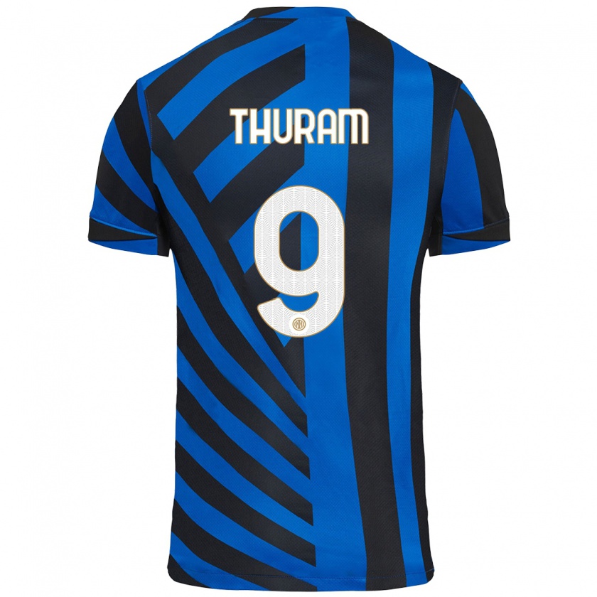 Kandiny Enfant Maillot Marcus Thuram #9 Bleu Noir Tenues Domicile 2024/25 T-Shirt