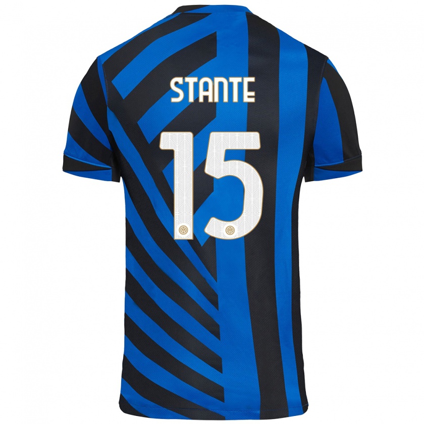 Kandiny Enfant Maillot Francesco Stante #15 Bleu Noir Tenues Domicile 2024/25 T-Shirt