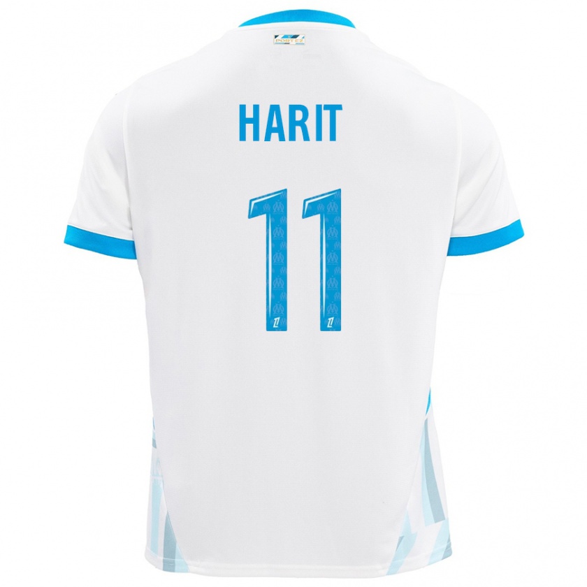 Kandiny Enfant Maillot Amine Harit #11 Blanc Bleu Ciel Tenues Domicile 2024/25 T-Shirt