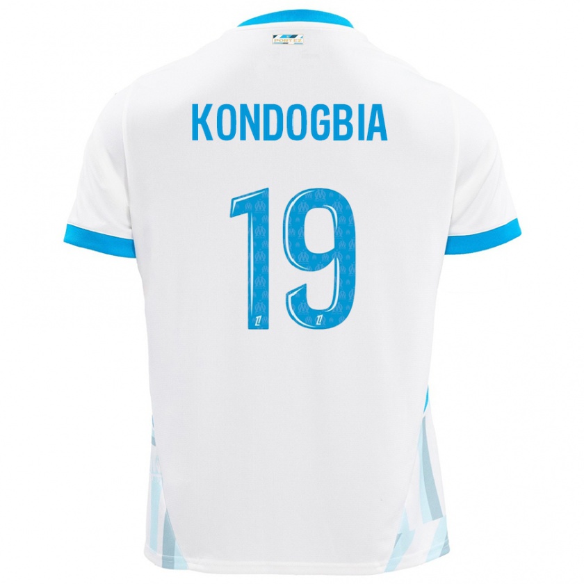 Kandiny Enfant Maillot Geoffrey Kondogbia #19 Blanc Bleu Ciel Tenues Domicile 2024/25 T-Shirt