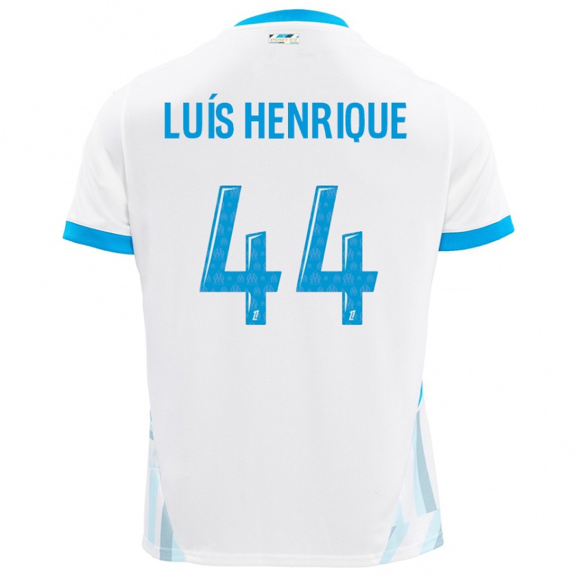 Kandiny Enfant Maillot Luis Henrique #44 Blanc Bleu Ciel Tenues Domicile 2024/25 T-Shirt