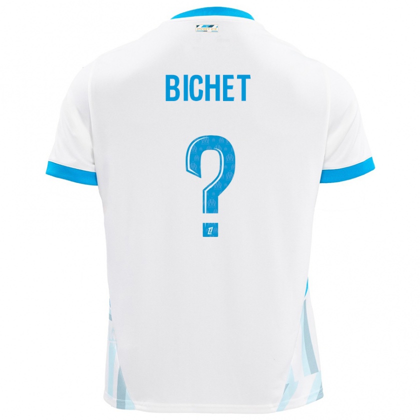 Kandiny Enfant Maillot Tristan Bichet #0 Blanc Bleu Ciel Tenues Domicile 2024/25 T-Shirt