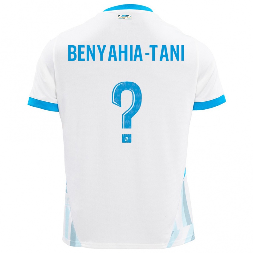 Kandiny Enfant Maillot Aylan Benyahia-Tani #0 Blanc Bleu Ciel Tenues Domicile 2024/25 T-Shirt