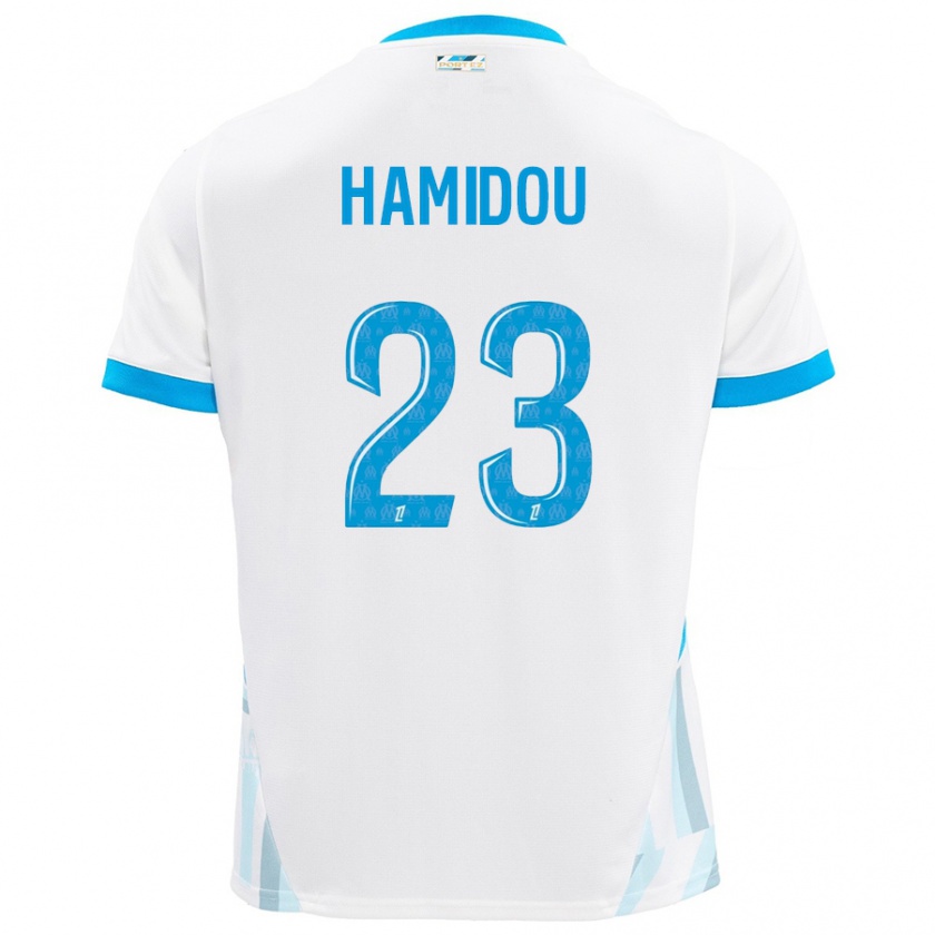 Kandiny Enfant Maillot Jamila Hamidou #23 Blanc Bleu Ciel Tenues Domicile 2024/25 T-Shirt