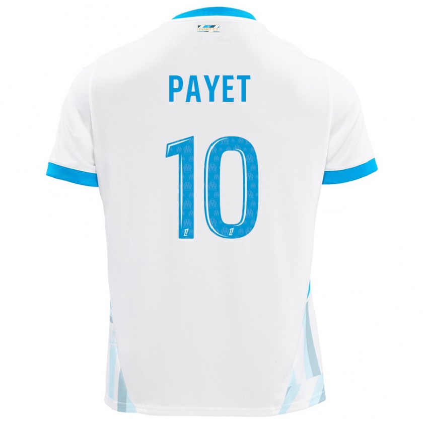 Kandiny Enfant Maillot Dimitri Payet #10 Blanc Bleu Ciel Tenues Domicile 2024/25 T-Shirt