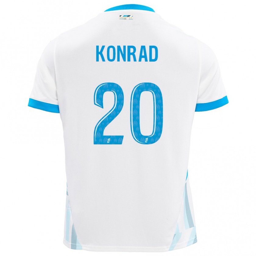 Kandiny Enfant Maillot Konrad De La Fuente #20 Blanc Bleu Ciel Tenues Domicile 2024/25 T-Shirt