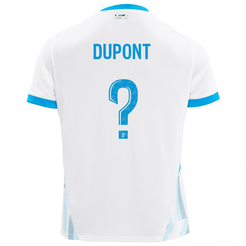 Kandiny Enfant Maillot Hugo Dupont #0 Blanc Bleu Ciel Tenues Domicile 2024/25 T-Shirt