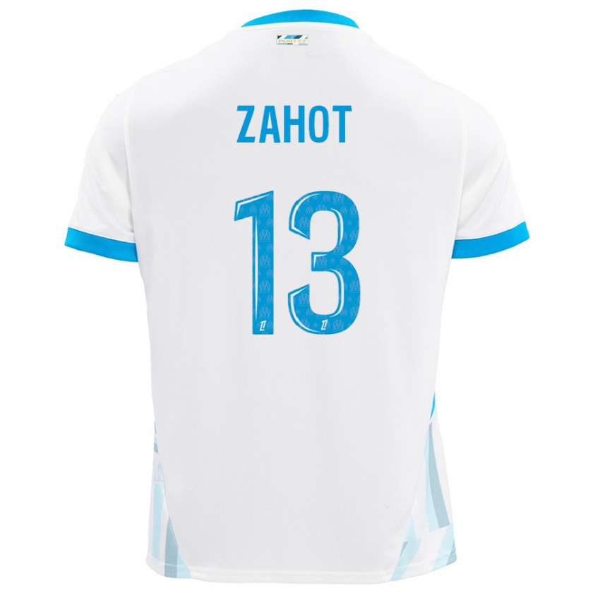 Kandiny Enfant Maillot Sarah Zahot #13 Blanc Bleu Ciel Tenues Domicile 2024/25 T-Shirt