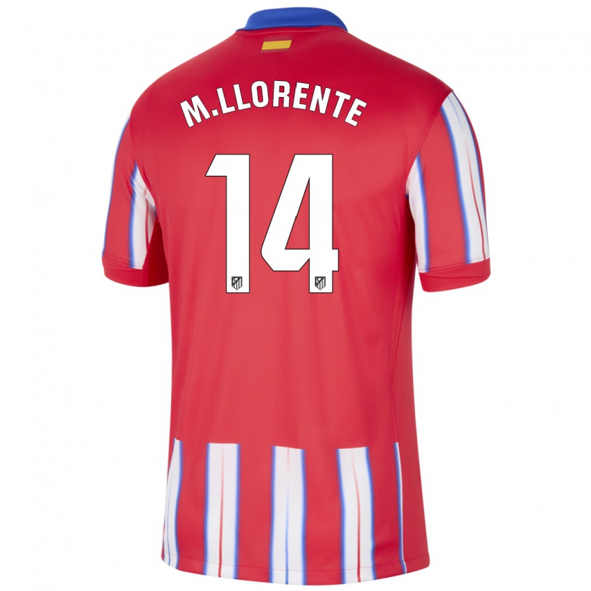 Kandiny Enfant Maillot Marcos Llorente #14 Rouge Blanc Bleu Tenues Domicile 2024/25 T-Shirt