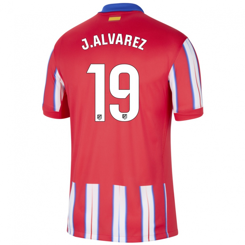 Kandiny Enfant Maillot Julián Alvarez #19 Rouge Blanc Bleu Tenues Domicile 2024/25 T-Shirt