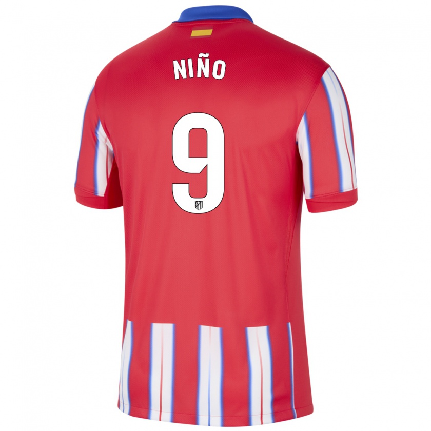 Kandiny Enfant Maillot Adrián Niño #9 Rouge Blanc Bleu Tenues Domicile 2024/25 T-Shirt