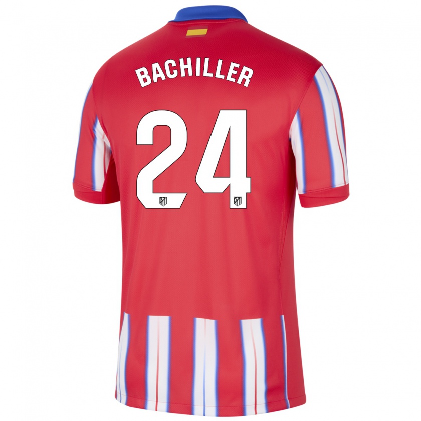 Kandiny Enfant Maillot Iker Bachiller #24 Rouge Blanc Bleu Tenues Domicile 2024/25 T-Shirt