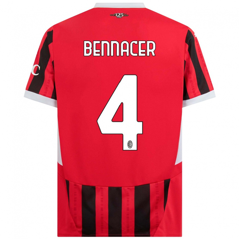 Kandiny Enfant Maillot Ismaël Bennacer #4 Rouge Noir Tenues Domicile 2024/25 T-Shirt