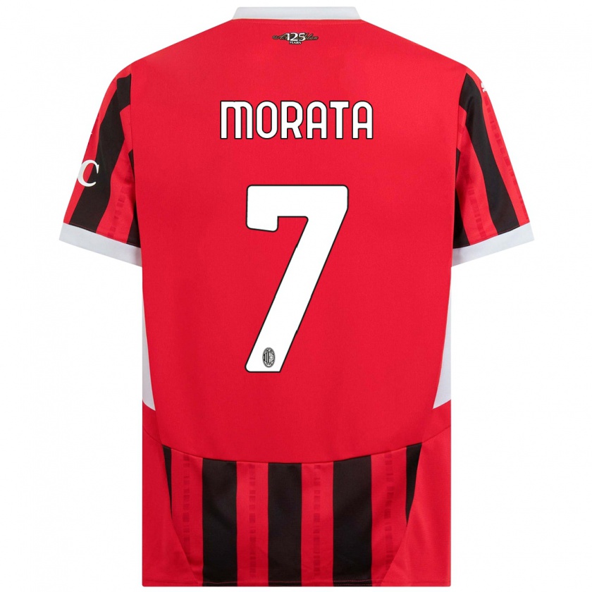 Kandiny Enfant Maillot Álvaro Morata #7 Rouge Noir Tenues Domicile 2024/25 T-Shirt