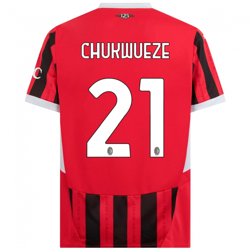 Kandiny Enfant Maillot Samuel Chukwueze #21 Rouge Noir Tenues Domicile 2024/25 T-Shirt