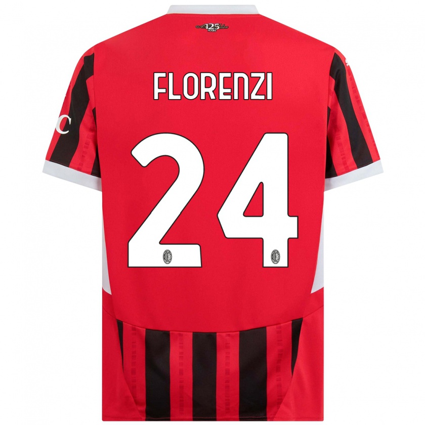 Kandiny Enfant Maillot Alessandro Florenzi #24 Rouge Noir Tenues Domicile 2024/25 T-Shirt