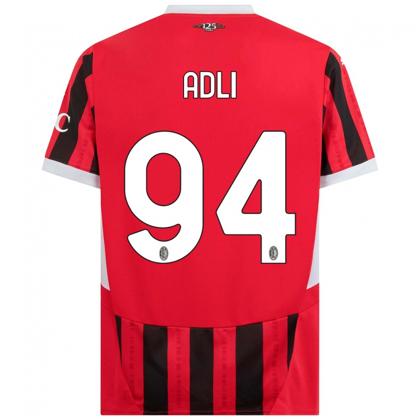 Kandiny Enfant Maillot Yacine Adli #94 Rouge Noir Tenues Domicile 2024/25 T-Shirt