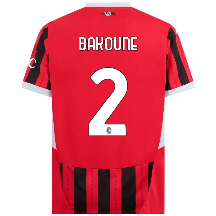 Kandiny Enfant Maillot Adam Bakoune #2 Rouge Noir Tenues Domicile 2024/25 T-Shirt