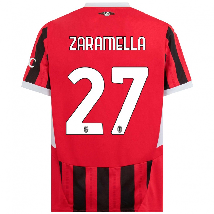 Kandiny Enfant Maillot Mattia Zaramella #27 Rouge Noir Tenues Domicile 2024/25 T-Shirt