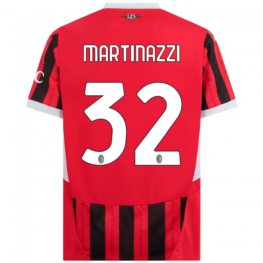 Kandiny Enfant Maillot Luca Martinazzi #32 Rouge Noir Tenues Domicile 2024/25 T-Shirt