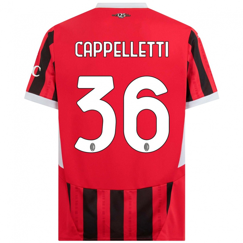 Kandiny Enfant Maillot Mattia Cappelletti #36 Rouge Noir Tenues Domicile 2024/25 T-Shirt