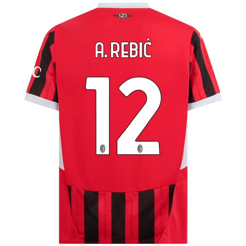 Kandiny Enfant Maillot Ante Rebic #12 Rouge Noir Tenues Domicile 2024/25 T-Shirt