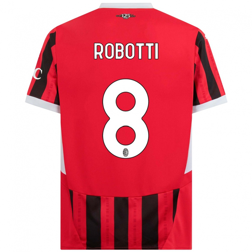 Kandiny Enfant Maillot Giovanni Robotti #8 Rouge Noir Tenues Domicile 2024/25 T-Shirt