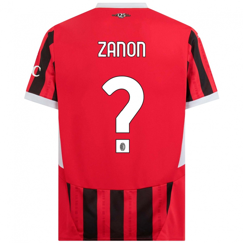 Kandiny Enfant Maillot Thomas Zanon #0 Rouge Noir Tenues Domicile 2024/25 T-Shirt