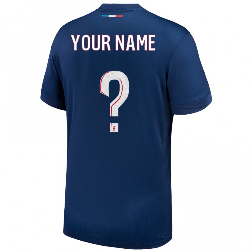 Kandiny Enfant Maillot Votre Nom #0 Bleu Marine Blanc Tenues Domicile 2024/25 T-Shirt