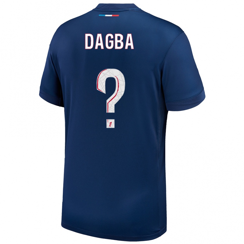 Kandiny Enfant Maillot Colin Dagba #0 Bleu Marine Blanc Tenues Domicile 2024/25 T-Shirt