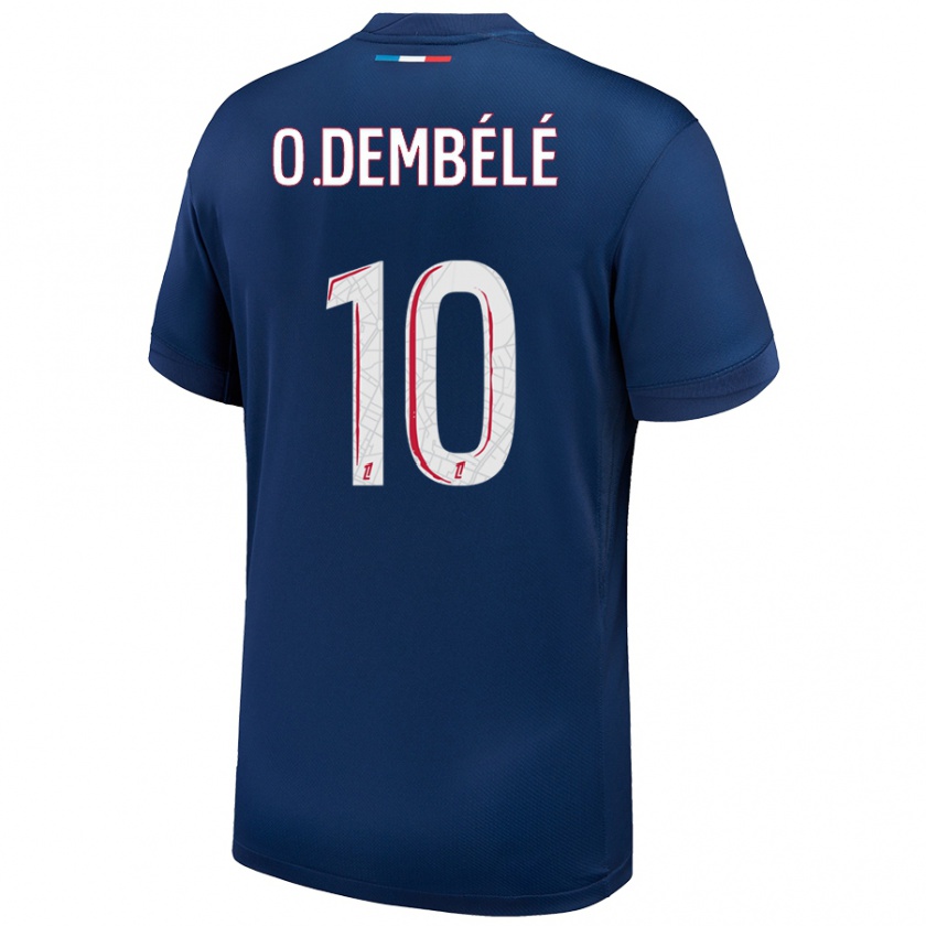 Kandiny Enfant Maillot Ousmane Dembélé #10 Bleu Marine Blanc Tenues Domicile 2024/25 T-Shirt