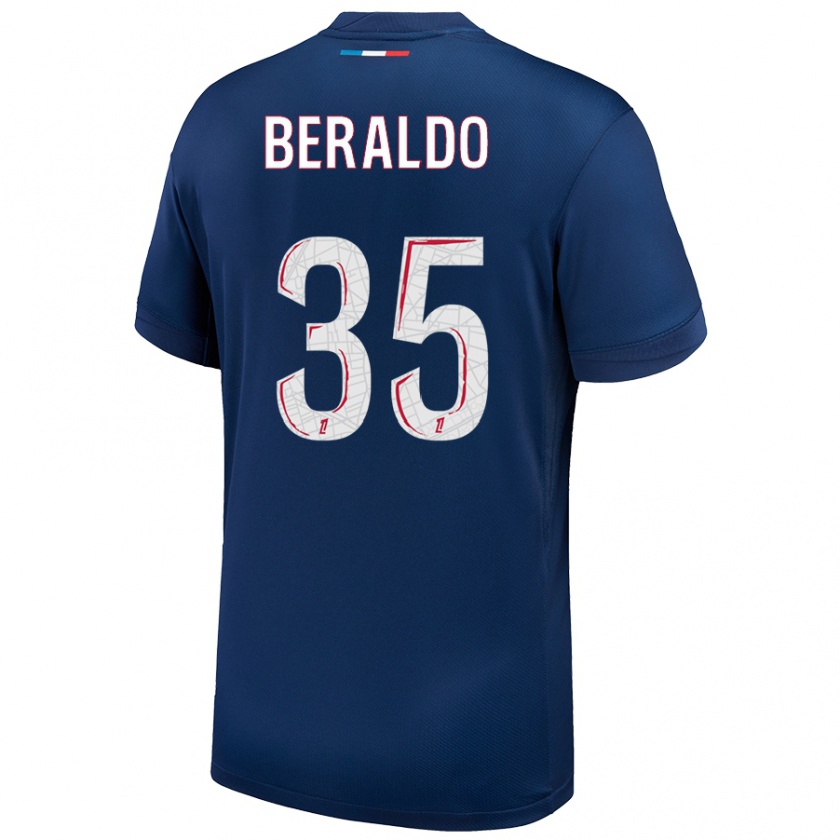 Kandiny Enfant Maillot Lucas Beraldo #35 Bleu Marine Blanc Tenues Domicile 2024/25 T-Shirt