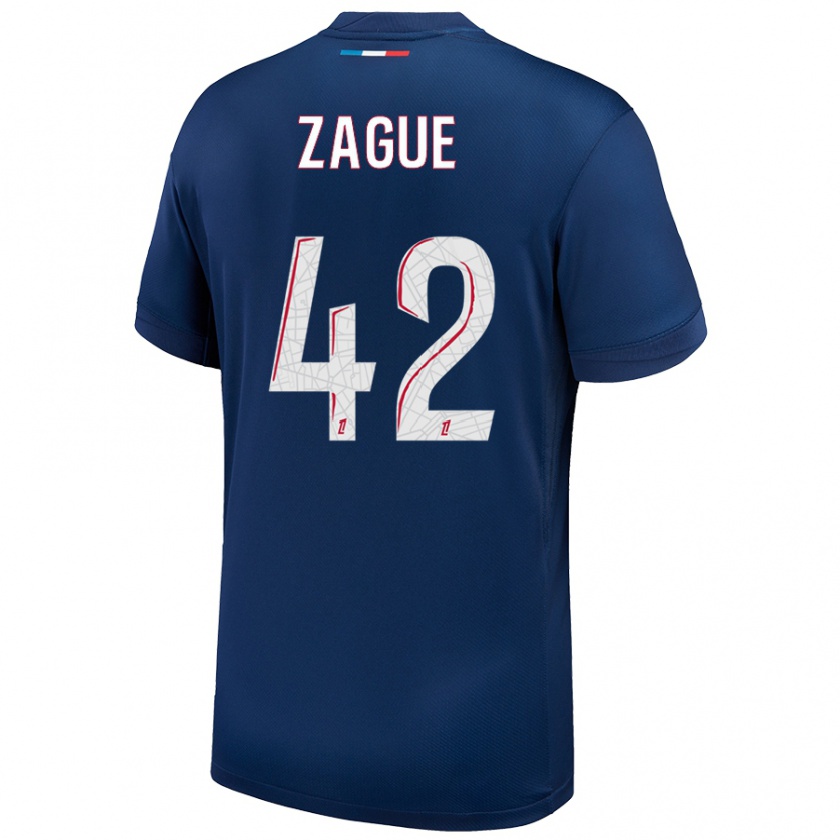 Kandiny Enfant Maillot Yoram Zague #42 Bleu Marine Blanc Tenues Domicile 2024/25 T-Shirt