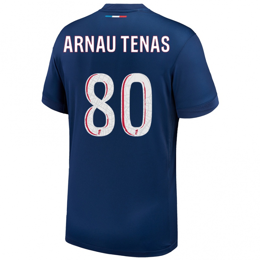 Kandiny Enfant Maillot Arnau Tenas #80 Bleu Marine Blanc Tenues Domicile 2024/25 T-Shirt