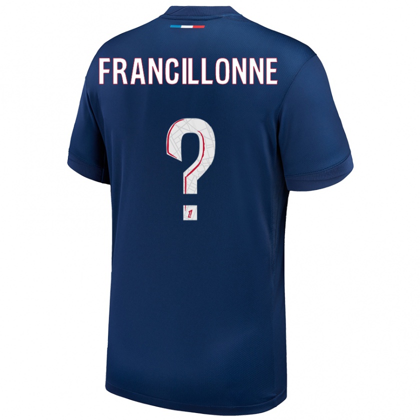 Kandiny Enfant Maillot Bryan Francillonne #0 Bleu Marine Blanc Tenues Domicile 2024/25 T-Shirt