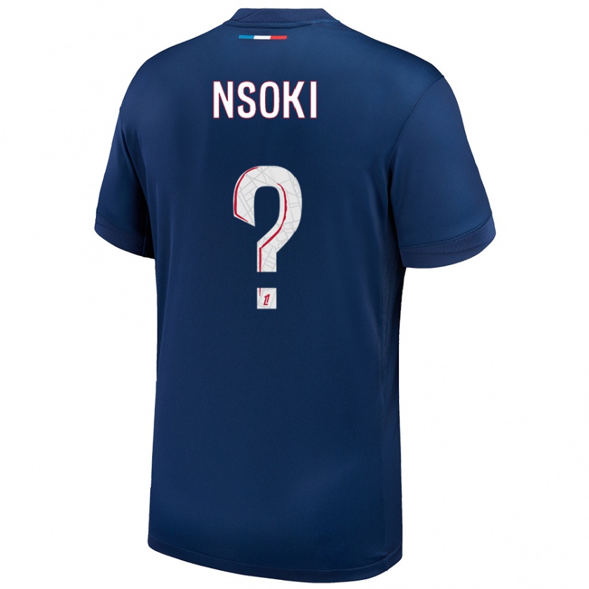 Kandiny Enfant Maillot Noah Nsoki #0 Bleu Marine Blanc Tenues Domicile 2024/25 T-Shirt