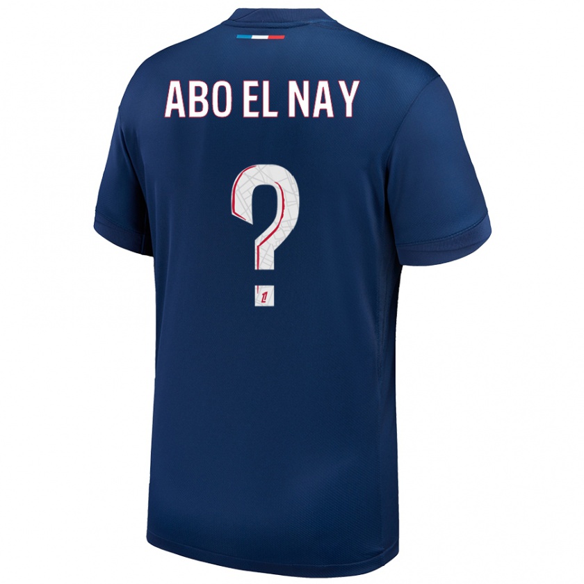 Kandiny Enfant Maillot Rayan Abo El Nay #0 Bleu Marine Blanc Tenues Domicile 2024/25 T-Shirt