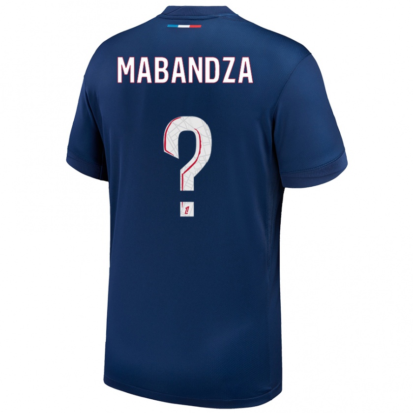 Kandiny Enfant Maillot Emeryc Mabandza Batantou #0 Bleu Marine Blanc Tenues Domicile 2024/25 T-Shirt