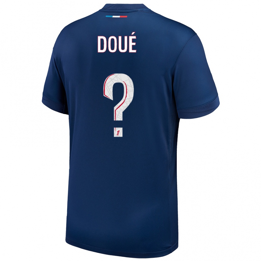 Kandiny Enfant Maillot Gueladan Doué #0 Bleu Marine Blanc Tenues Domicile 2024/25 T-Shirt