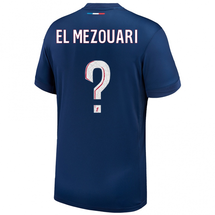 Kandiny Enfant Maillot Salah-Dine El Mezouari #0 Bleu Marine Blanc Tenues Domicile 2024/25 T-Shirt