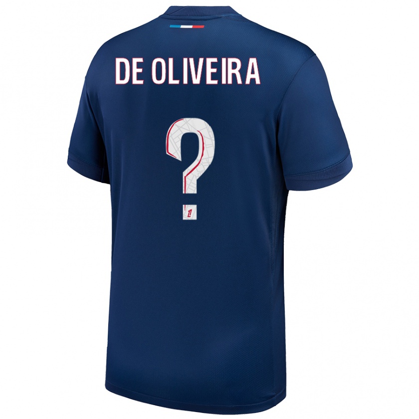 Kandiny Enfant Maillot Mathieu De Oliveira #0 Bleu Marine Blanc Tenues Domicile 2024/25 T-Shirt