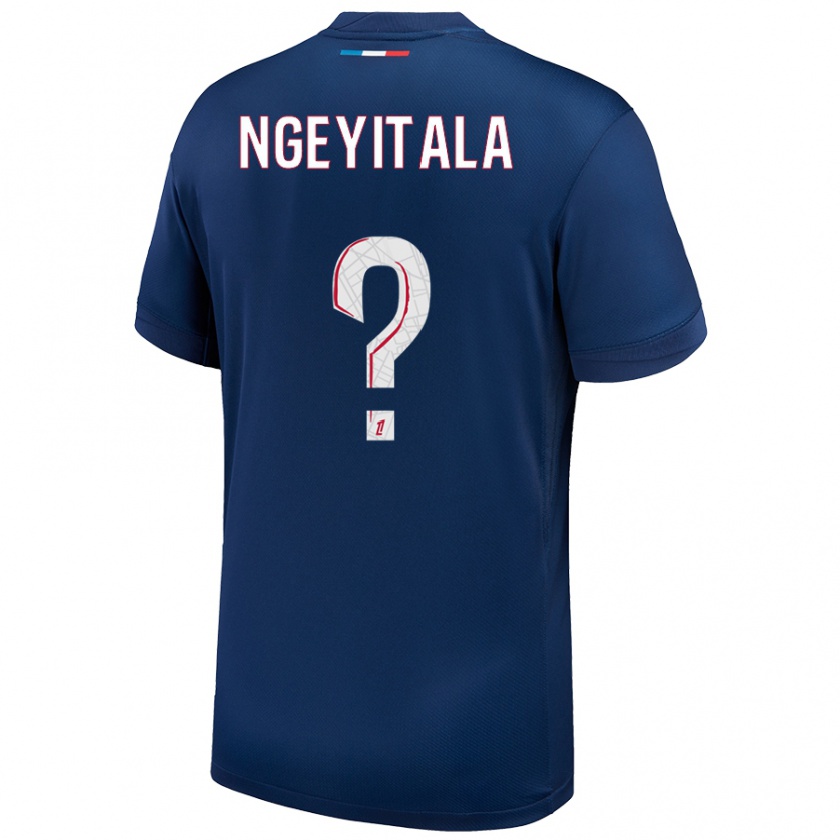 Kandiny Enfant Maillot Aurélien Ngeyitala #0 Bleu Marine Blanc Tenues Domicile 2024/25 T-Shirt