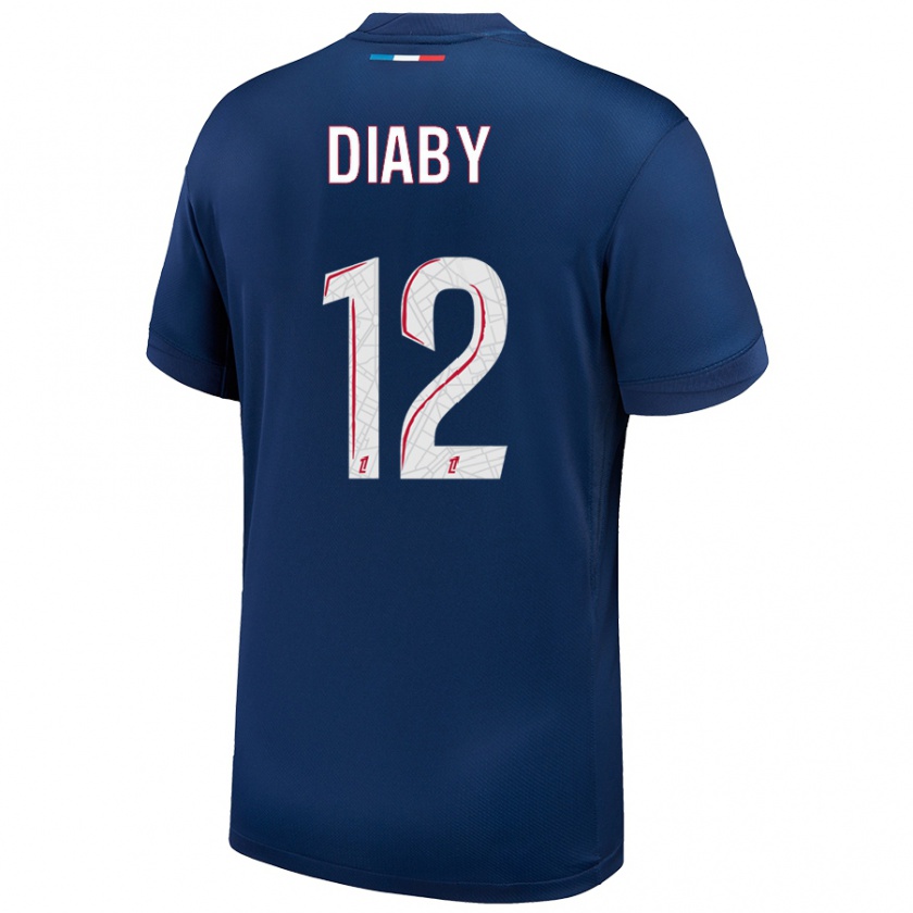 Kandiny Enfant Maillot Ibrahima Diaby #12 Bleu Marine Blanc Tenues Domicile 2024/25 T-Shirt