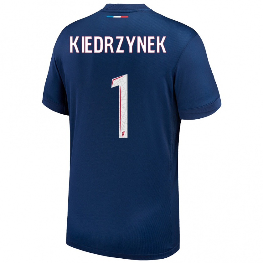 Kandiny Enfant Maillot Katarzyna Kiedrzynek #1 Bleu Marine Blanc Tenues Domicile 2024/25 T-Shirt