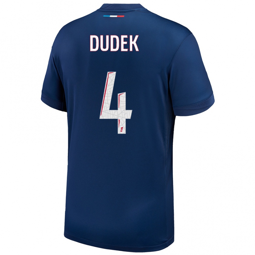 Kandiny Enfant Maillot Paulina Dudek #4 Bleu Marine Blanc Tenues Domicile 2024/25 T-Shirt